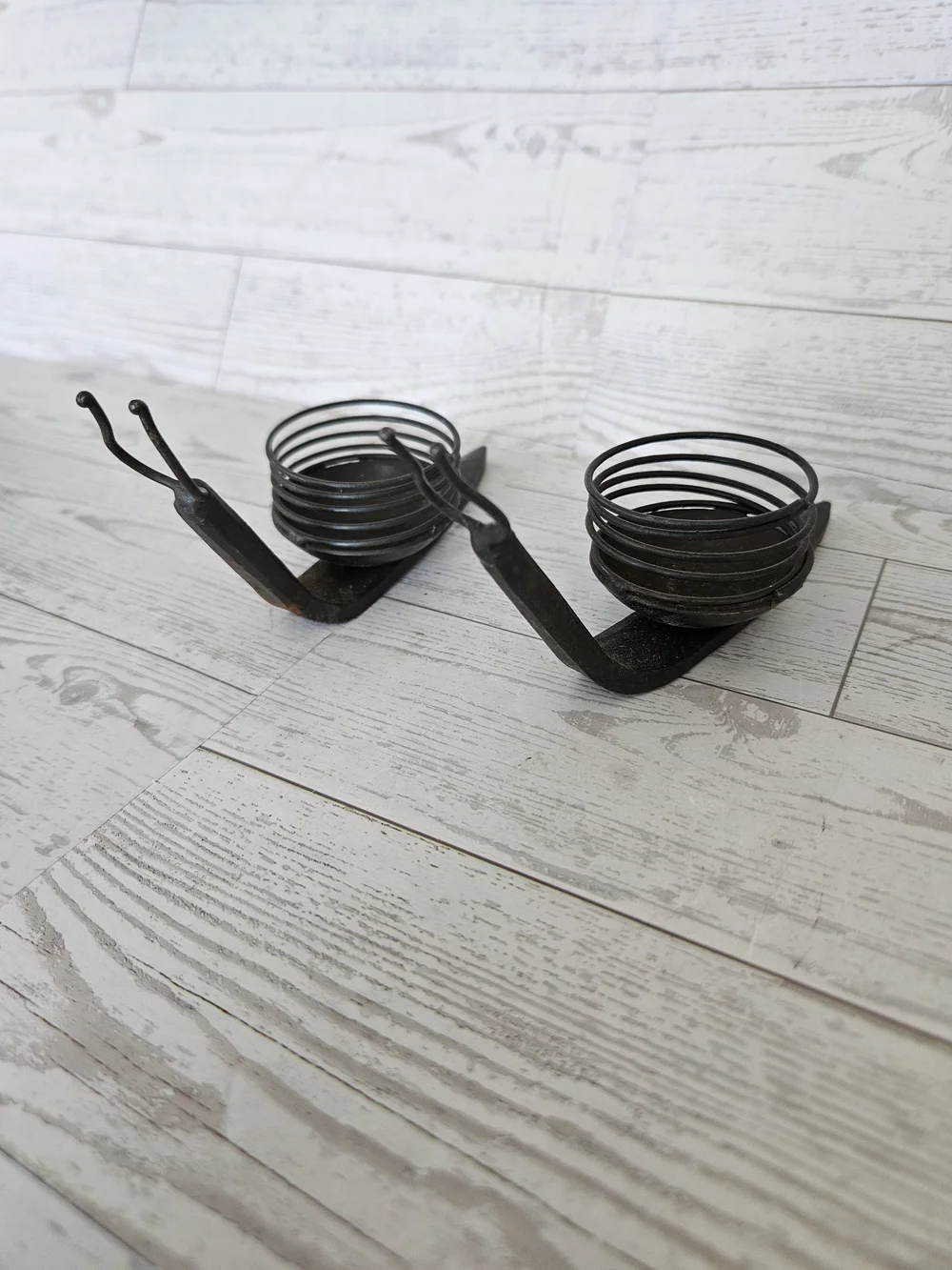 Vintage Metal Snail Candle Holders Set of 2